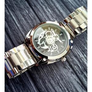 Rare Men's Open Heart Quartz Dial Watch New In Box W Papers